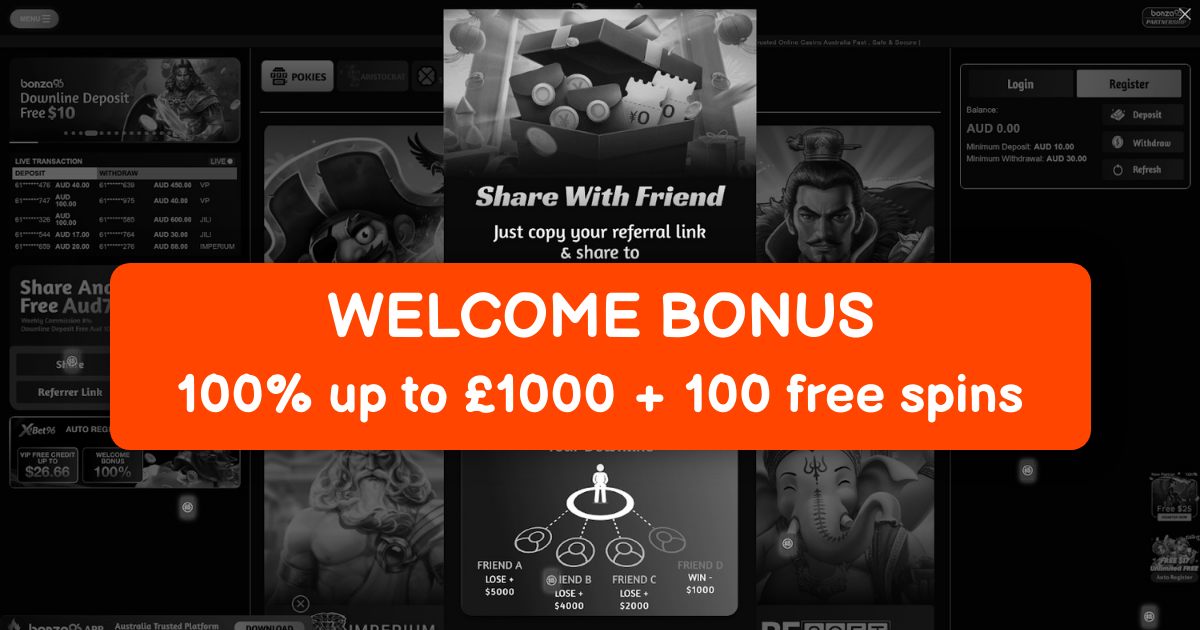 Bonza Casino welcome bonus